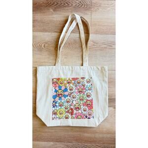 Takashi Murakami Kaikai Kiki Flower Canvas Tote Bag Smiley Floral NWOT